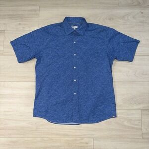 Peter Millar Polo Shirt Mens Large L Blue Waves All Over Print Stretch Preppy